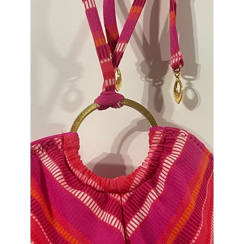 Trina Turk Marai High Neck Cut‎ Out Maillot Size 4